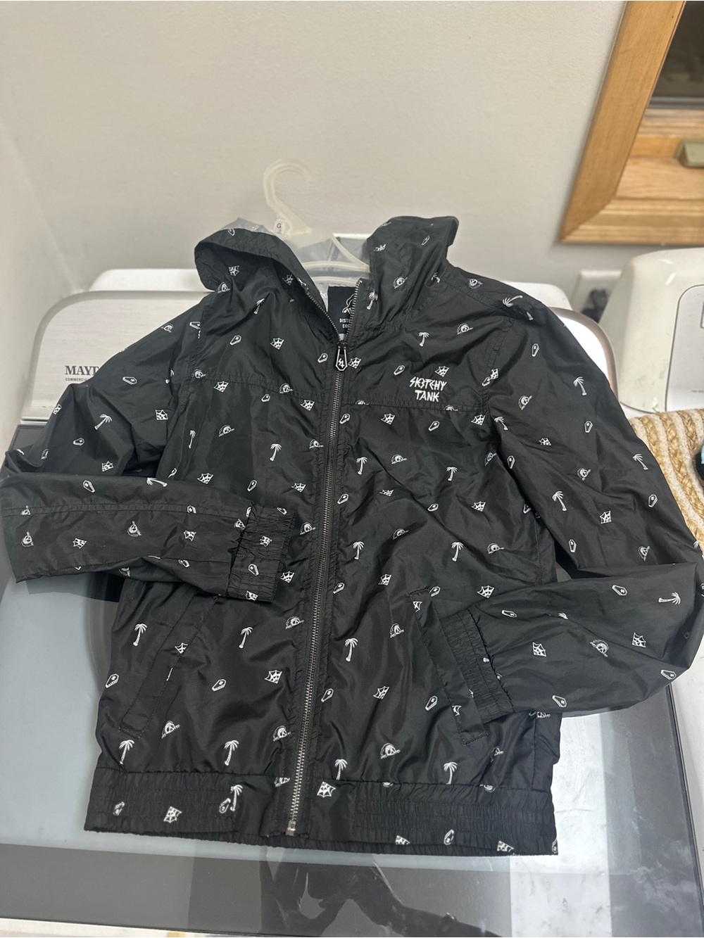 Kids' Black Hooded Windbreaker Jacket